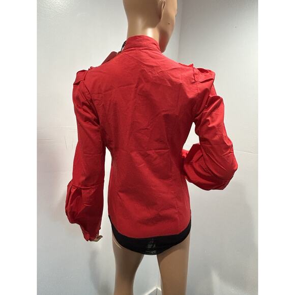 Glory Connections Red Blouse FANTASY RUFFLE ROMPER TOP Size Medium - Picture 4 of 12
